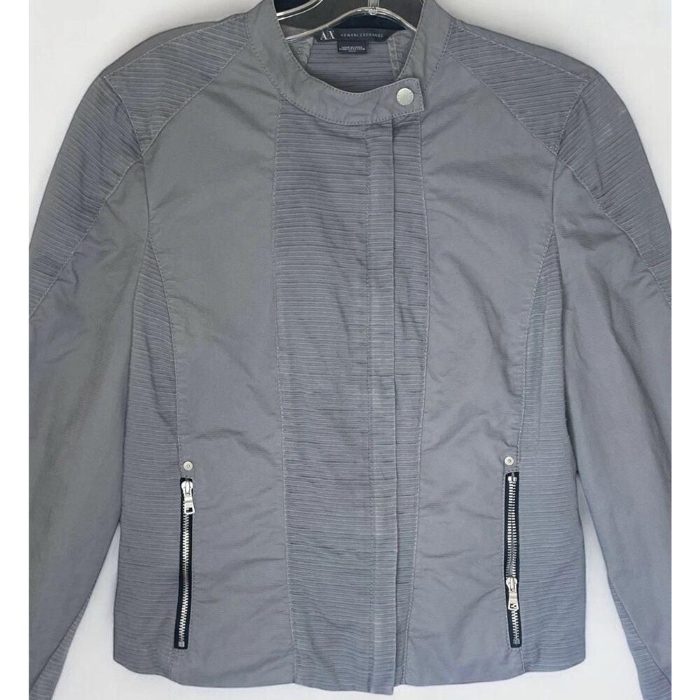 A|X Armani Exchange Gray Motorcycle Jacket Women’s S Textured ROC Grunge